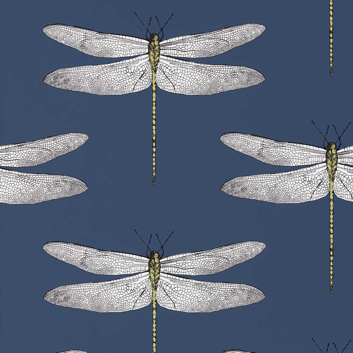 Demoiselle Wallpaper - Ink/Chartreuse - Harlequin - HGAT111243 - Morris Wallpaper