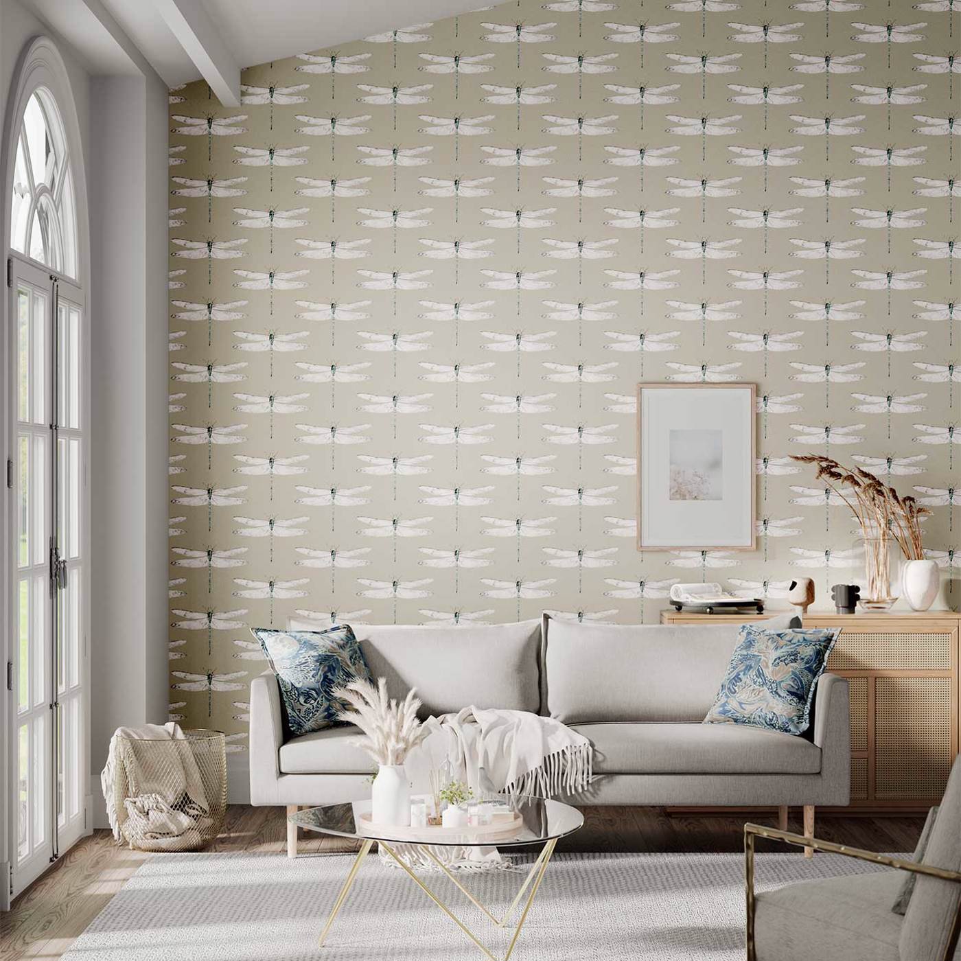 Demoiselle Wallpaper - Jute/Slate - Harlequin - HGAT111241 - Morris Wallpaper