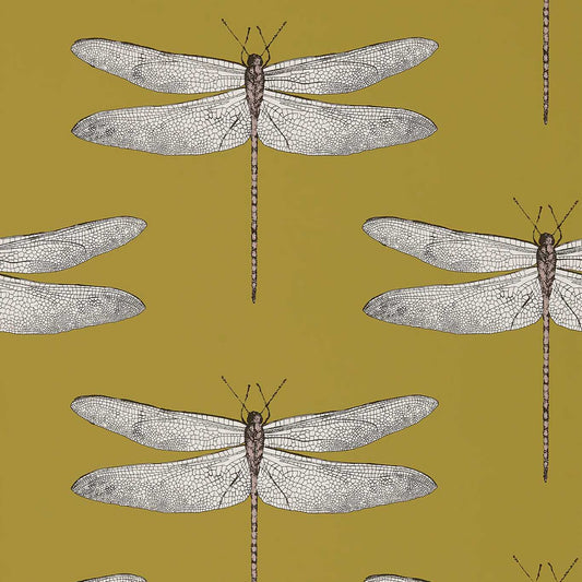 Demoiselle Wallpaper - Ochre/Grape - Harlequin - HGAT111244 - Morris Wallpaper