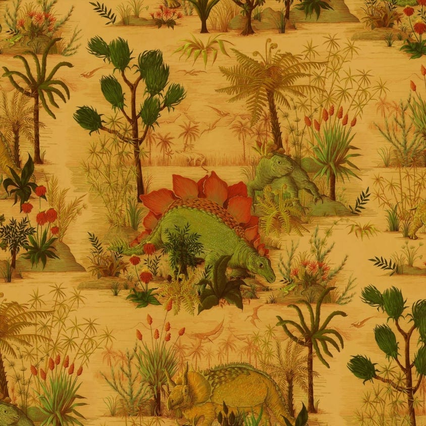 Dinosauria Wallpaper - Turmeric - House of Hackney - 1-WA-DIN-DI-TUR-XXX - Morris Wallpaper