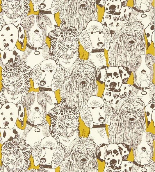 Doggy Day Care Wallpaper - Mustard - NHAW112945 - Scion