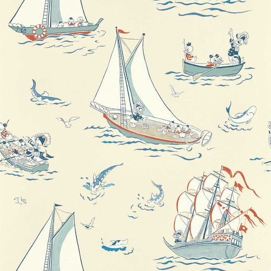 Donald Nautical Wallpaper - Sea Salt - DDIW217282 - Sanderson - Disney Home - Morris Wallpaper