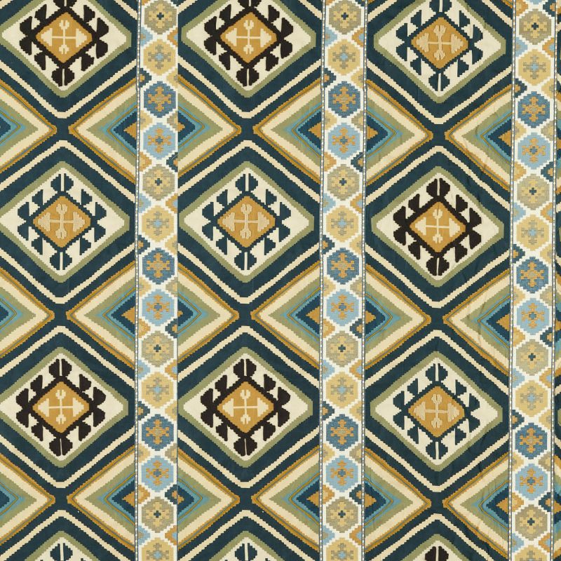 Dorothys Kilim Fabric - Sunflower/Tump Green - Morris & Co - 237307 - Premier Wallcovering