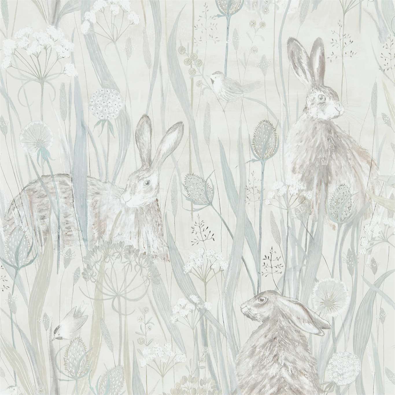 Dune Hares Wallpaper - Mist/Pebble - Sanderson - DEBB216518