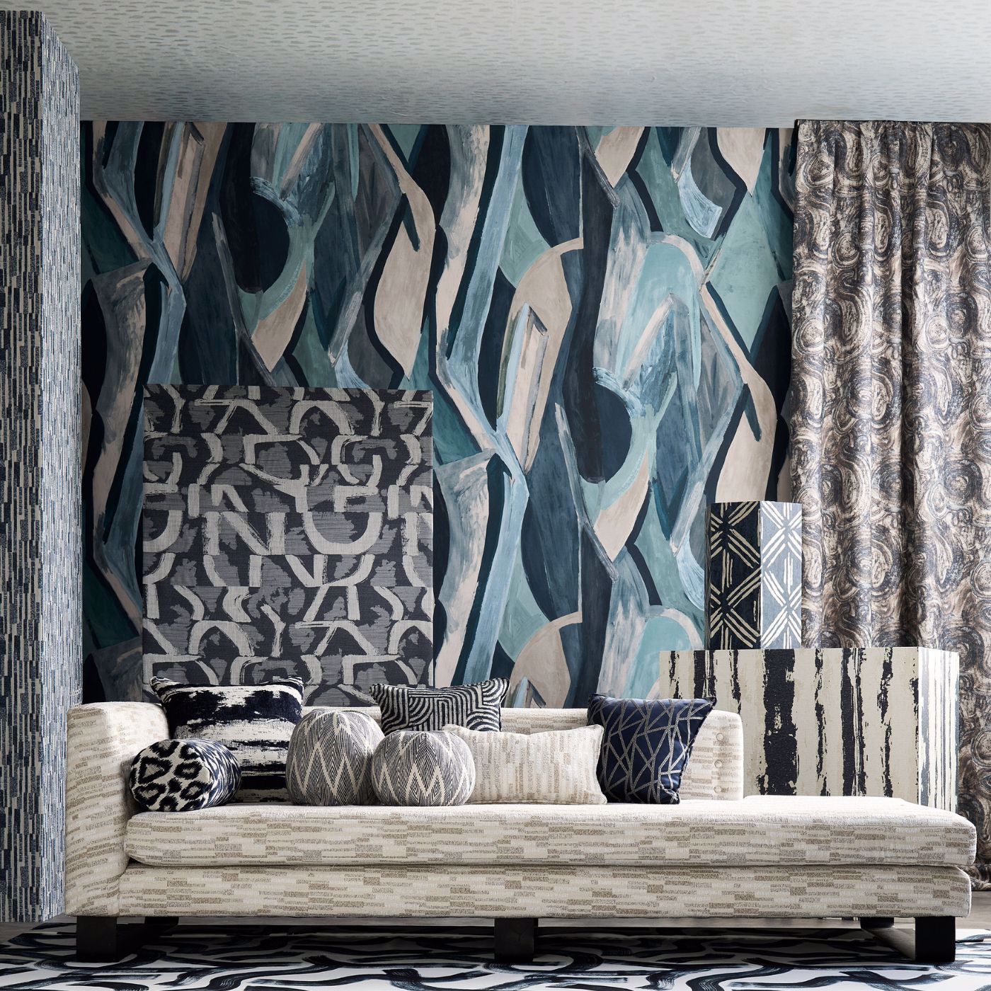 Dynamic Wallpaper - Ink Banner - Clarke & Clarke - W0231/01 - Morris Wallpaper
