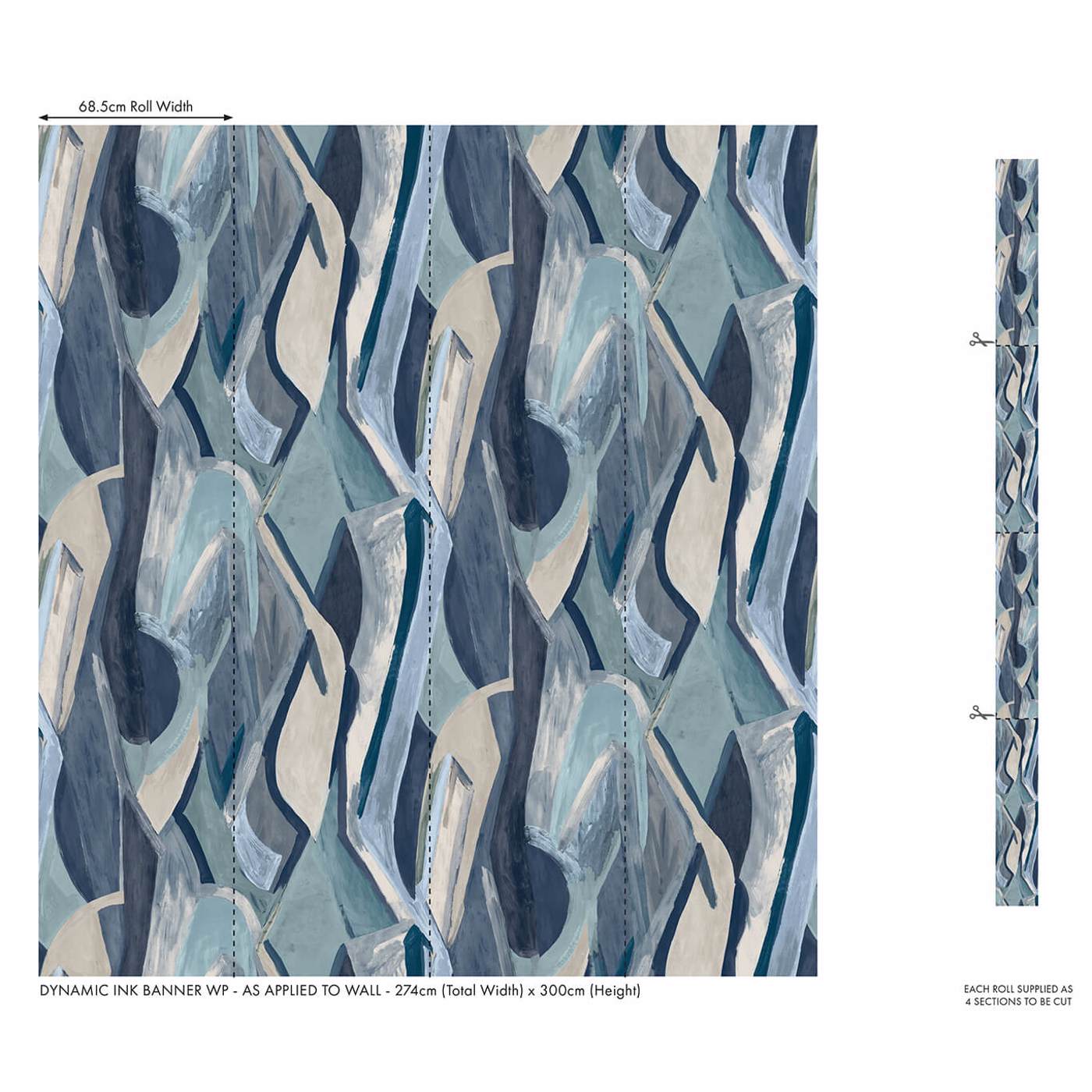 Dynamic Wallpaper - Ink Banner - Clarke & Clarke - W0231/01 - Morris Wallpaper