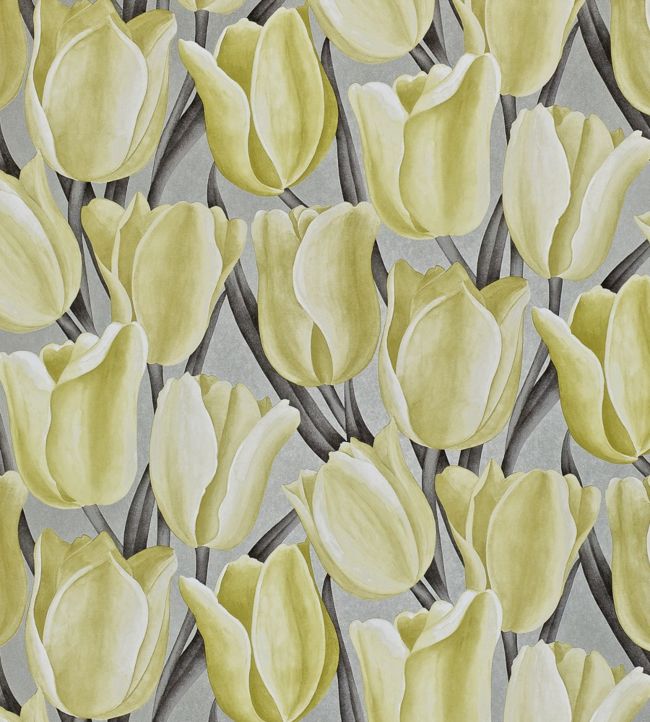 Early Tulips Wallpaper - Silver/Yellow - DVIWEA106 - Sanderson - Morris Wallpaper