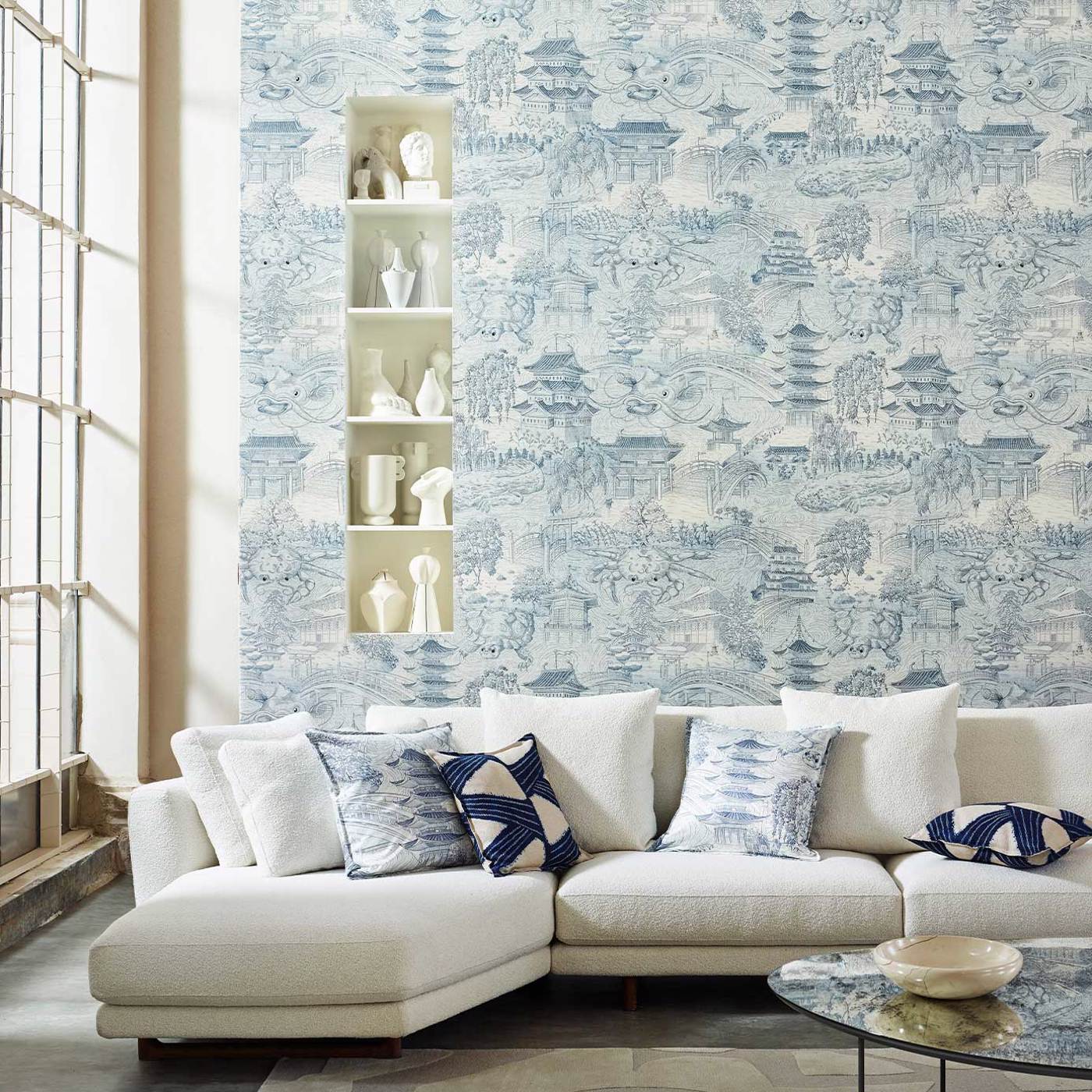 Eastern Palace Wallpaper - Indigo - ZHIW312987 - Zoffany - Morris Wallpaper
