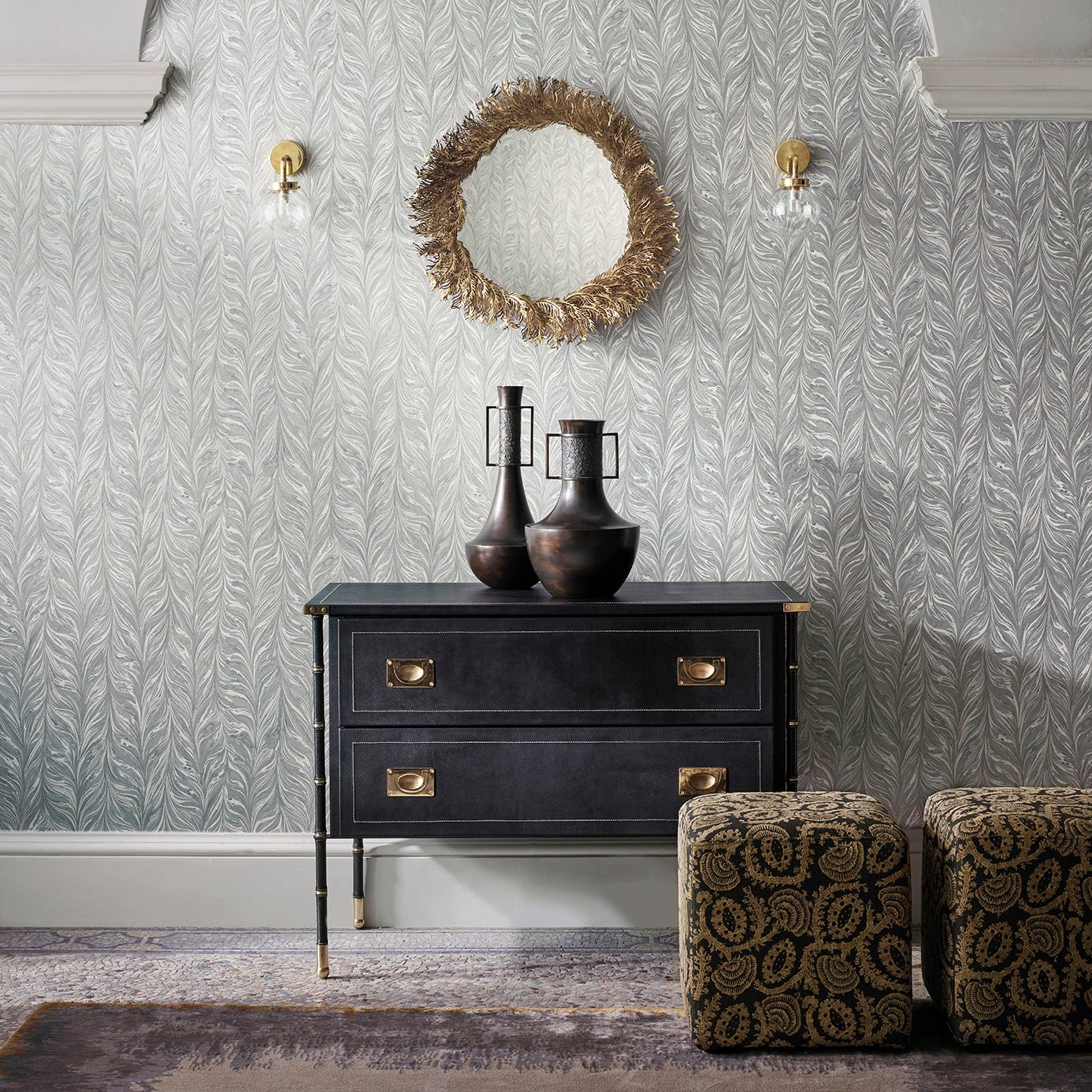 Ebru II Wallpaper - Snow - ZDAR312865 - Zoffany - Morris Wallpaper