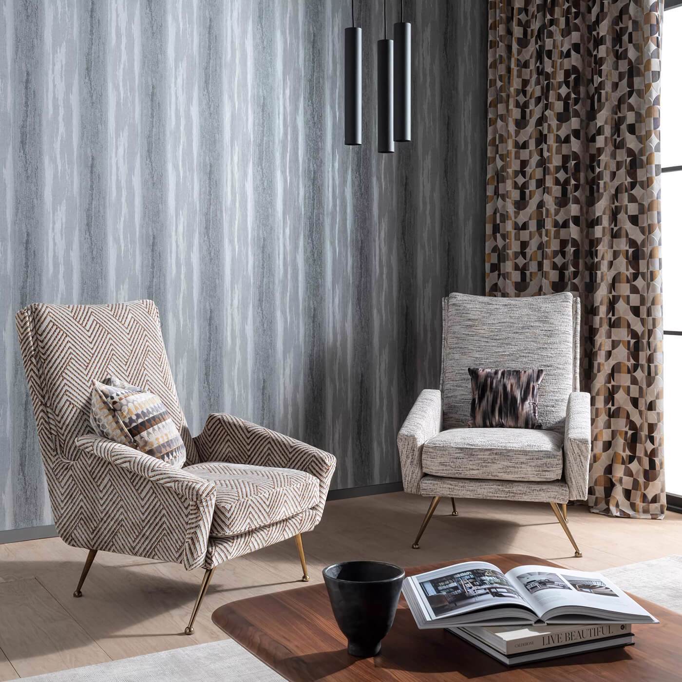 Effetto Wallpaper - Pewter - Clarke & Clarke - W0179/03 - Morris Wallpaper