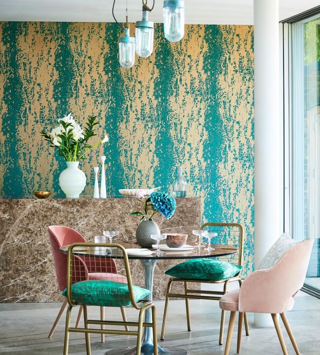 Eglomise Wallpaper - Emerald/Rich Gold - HLUT111744 - Harlequin - Morris Wallpaper