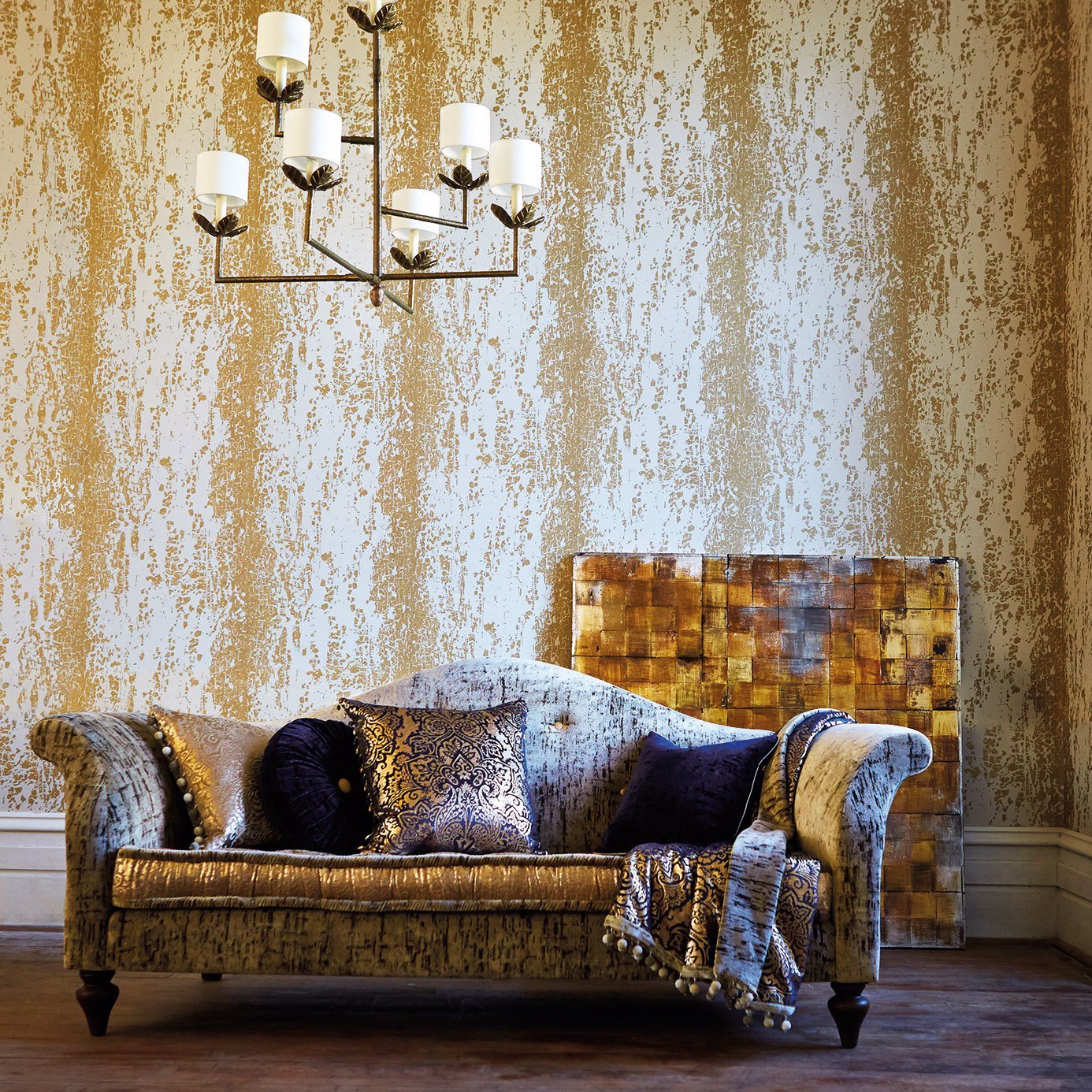 Eglomise Wallpaper - Gold - Harlequin - HLEO110622 - Morris Wallpaper