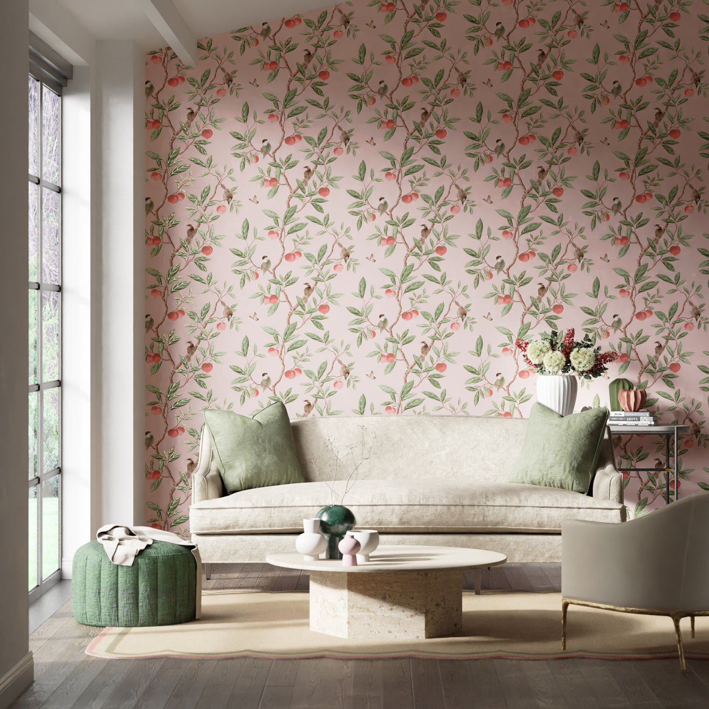 Ella Wallpaper - Powder/ Sage / Peach - Harlequin - HDHW112907 - Morris Wallpaper