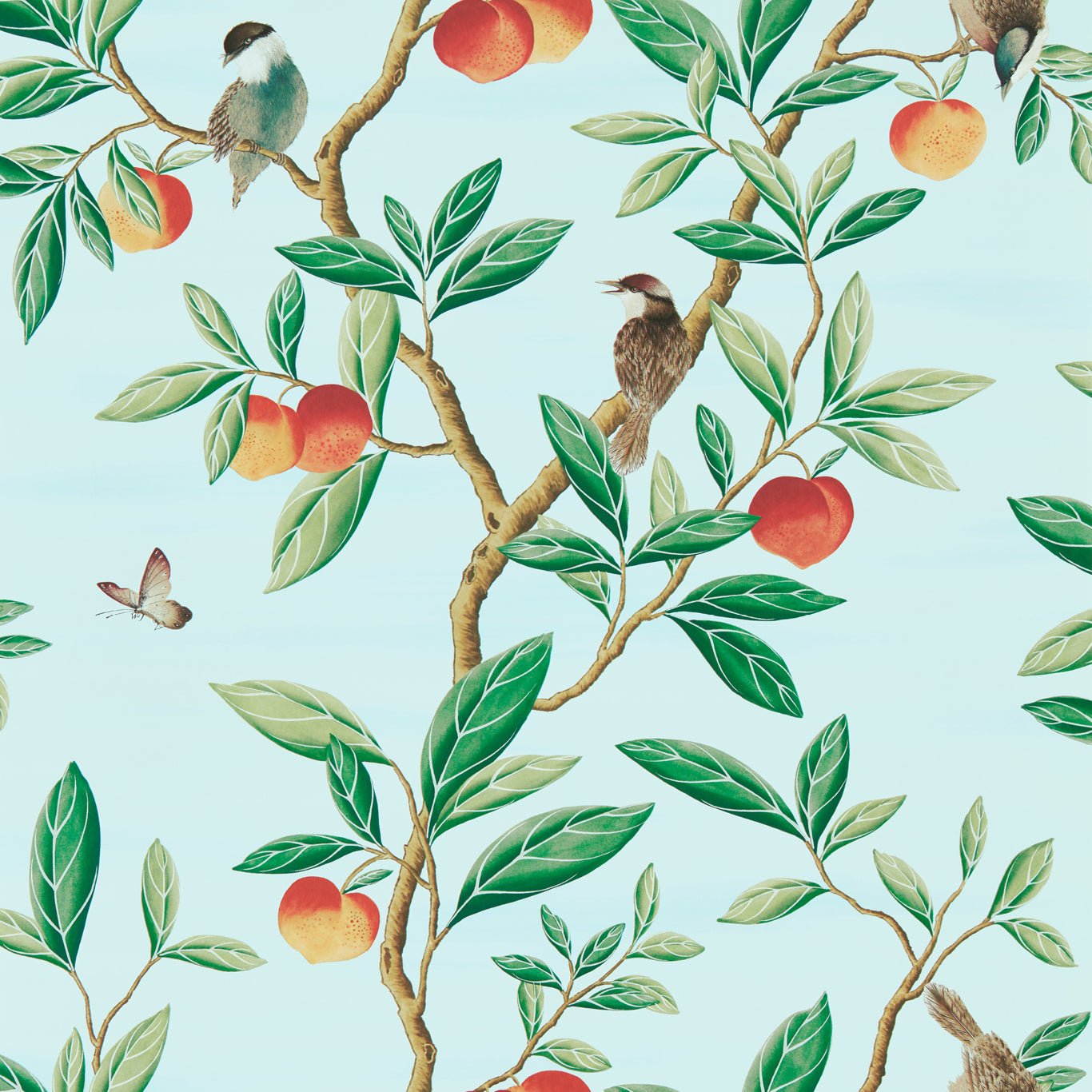 Ella Wallpaper - Sky/Fig Leaf/ Nectarine - Harlequin - HDHW112908 - Morris Wallpaper