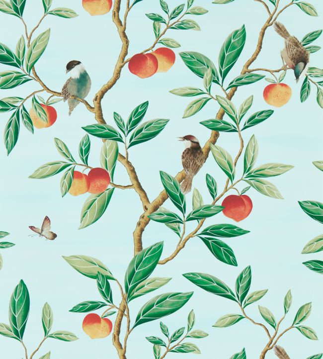 Ella Wallpaper - Sky/Fig Leaf/ Nectarine - HDHW112908 - Harlequin - Morris Wallpaper