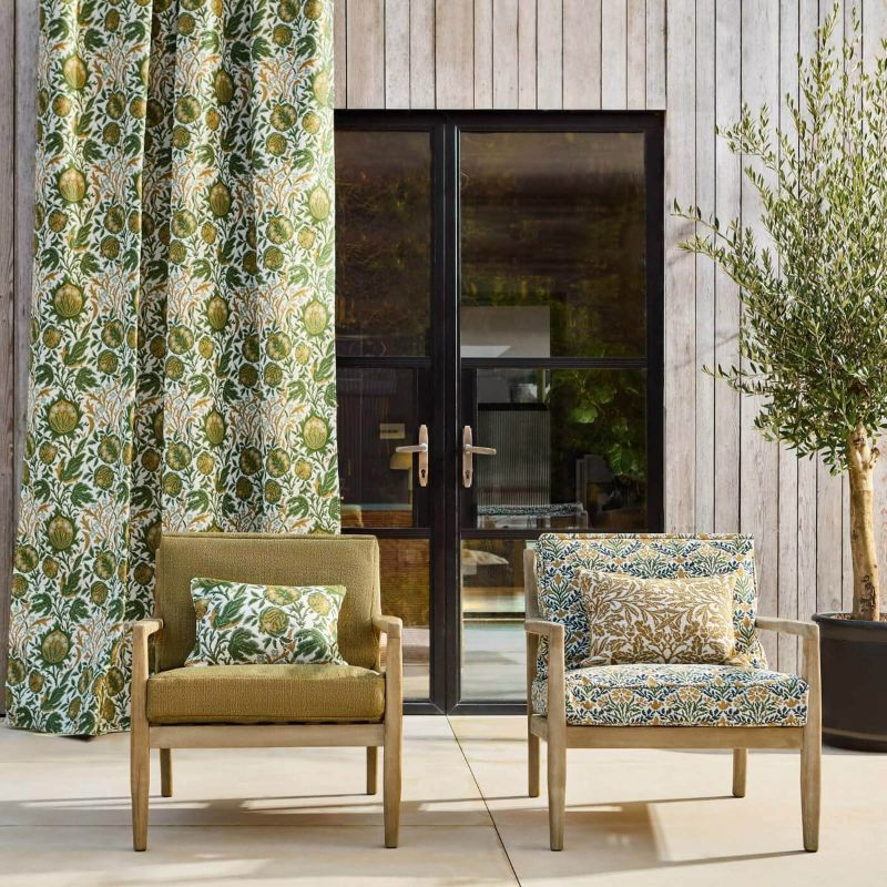 Elmcote Weave Outdoor Fabric - Moss/Wheat - Morris & Co - 237562 - Premier Wallcovering