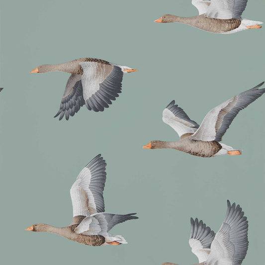 Elysian Geese Wallpaper - Blue Clay - DYSI216610