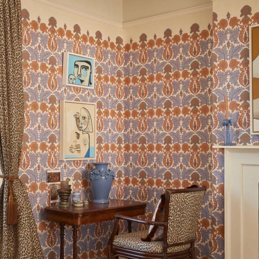 Emania Climbing Walls Wallpaper - Azurite - House of Hackney - 1-WA-EMA-DI-AZU-PBL - Morris Wallpaper