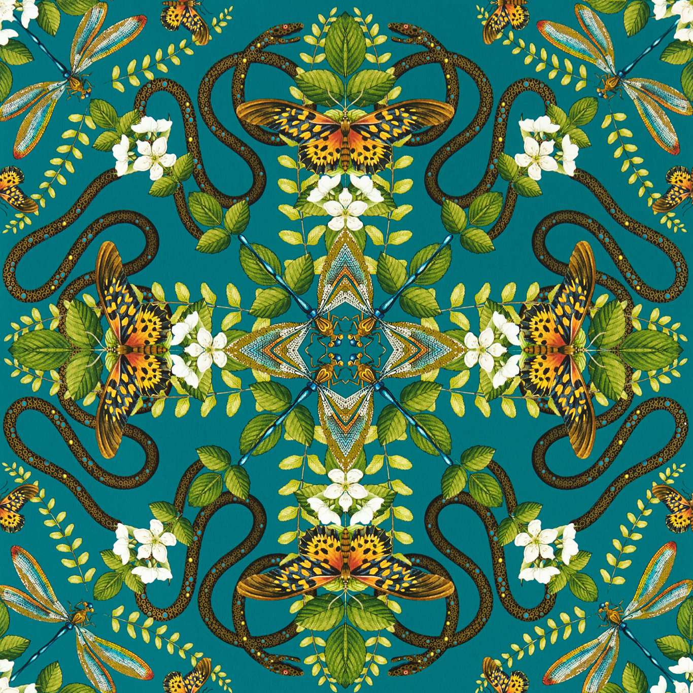 Emerald Forest Wallpaper - Teal - Clarke & Clarke - W0129/05 - Morris Wallpaper