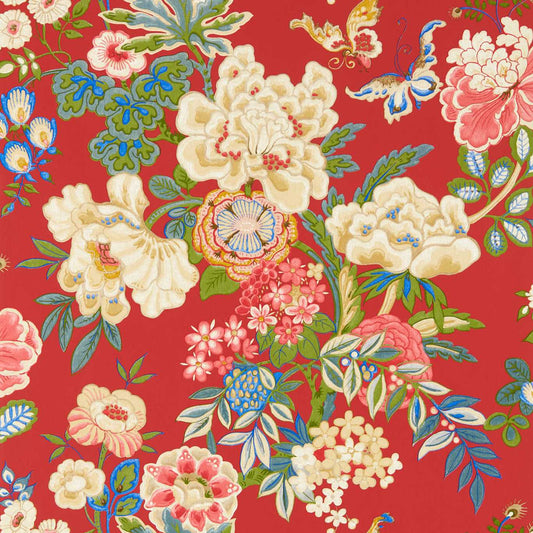 Emperor Peony Wallpaper - Cinnabar Red - DWAW217119 - Sanderson - Morris Wallpaper