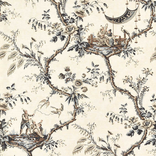 Emperor's Musician Wallpaper - Charcoal - Zoffany - ZATW313049 - Morris Wallpaper