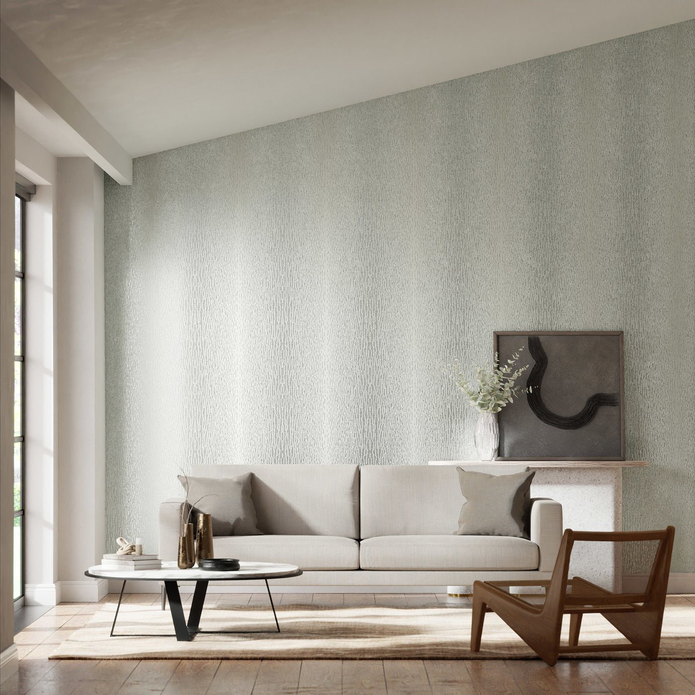 Enigma Wallpaper - Light Steel Blue & Sparkle - Harlequin - HMOM110104 - Morris Wallpaper