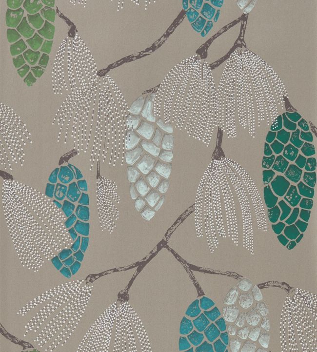 Epitome Wallpaper - Turquoise / Pea / Gilver - HSTO111502 - Harlequin - Morris Wallpaper