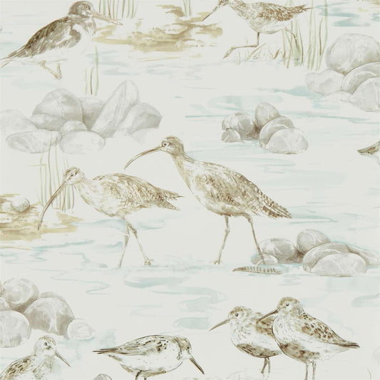 Estuary Birds Wallpaper - Mist/Ivory - DEBB216494