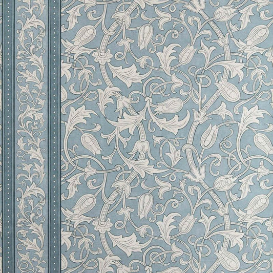 Etched Scrolling Tulip Wallpaper - Faded Indigo - Morris & Co - 217604 - Morris Wallpaper