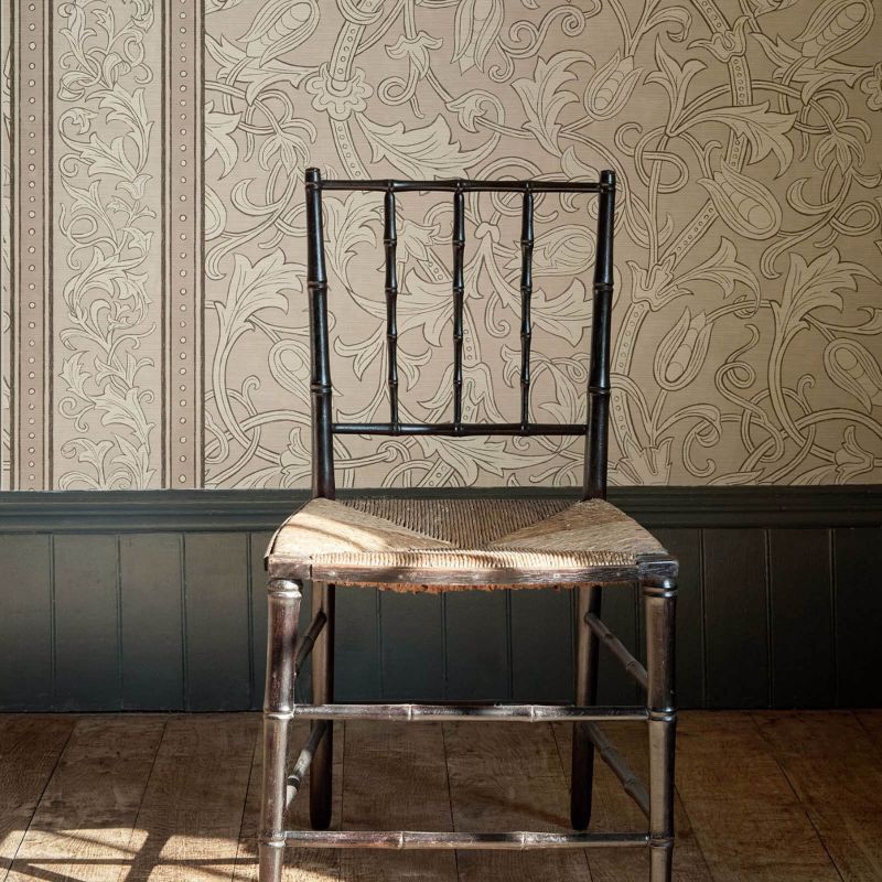 Etched Scrolling Tulip Wallpaper - Parchment - Morris & Co - 217603 - Morris Wallpaper