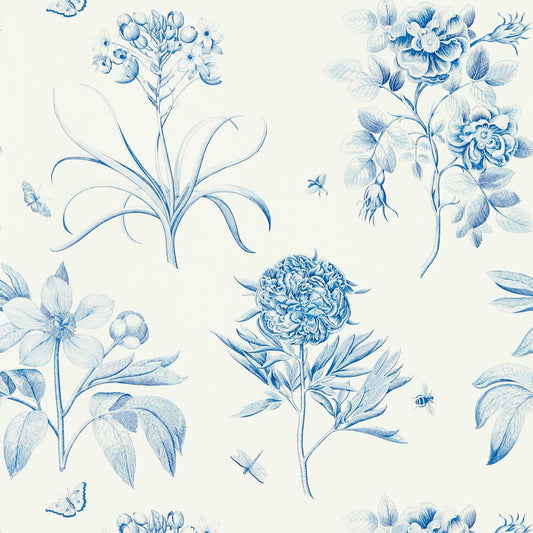 Etchings & Roses Wallpaper - China Blue - DOSW217052 - Sanderson - One Sixty - Morris Wallpaper