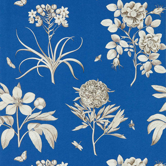 Etchings & Roses Wallpaper - French Blue - DOSW217053 - Sanderson