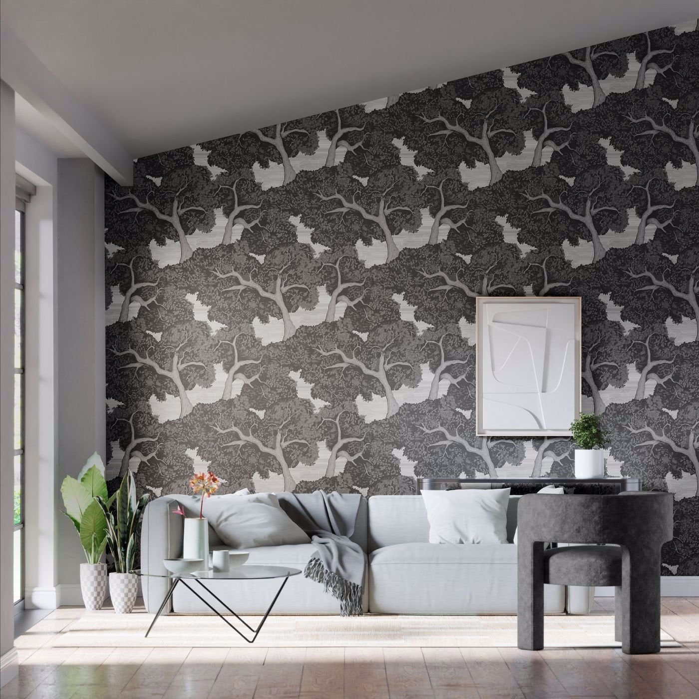 Eternal Oak Wallpaper - Ebony/First Light - HC4W113040 - Harlequin - Morris Wallpaper