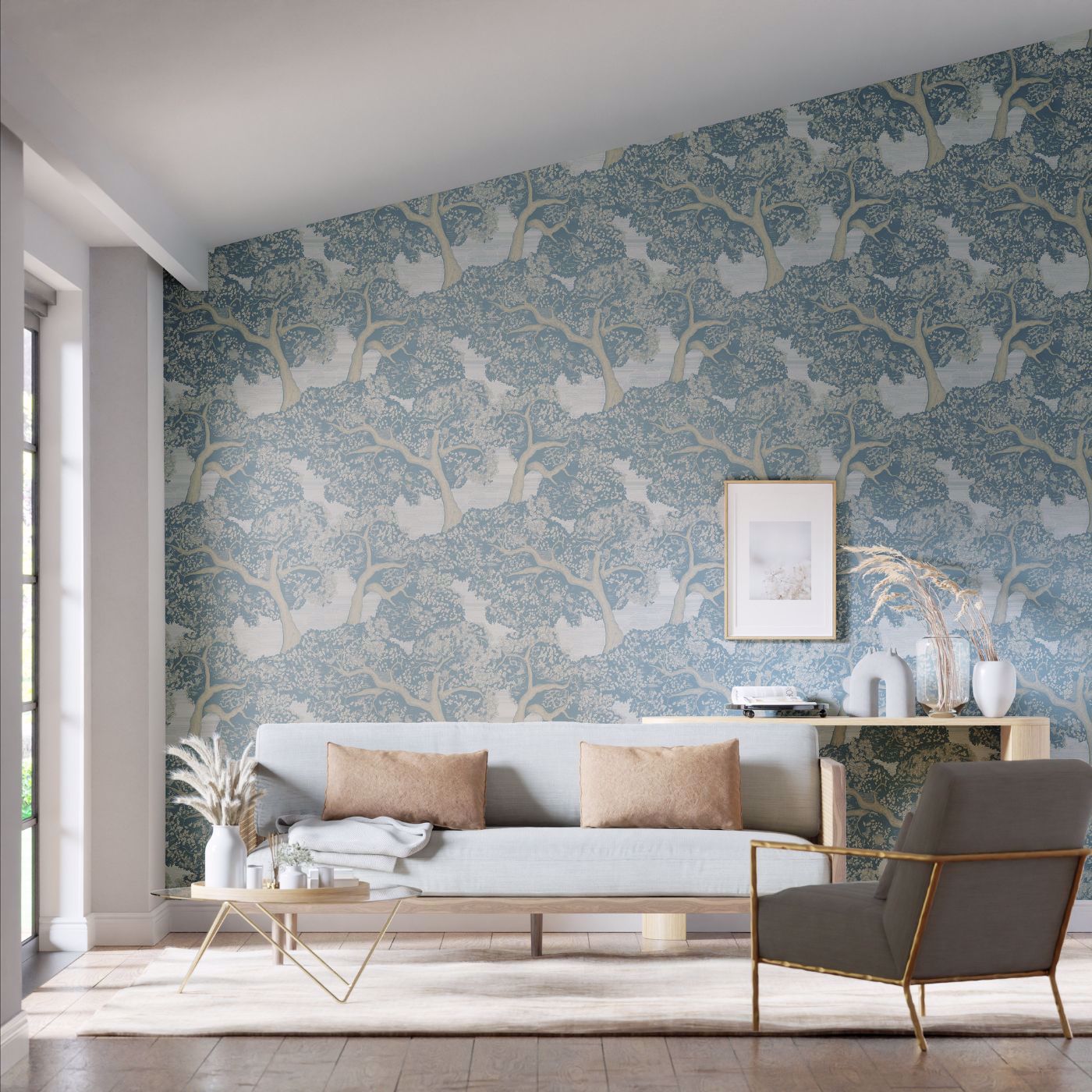 Eternal Oak Wallpaper - Skyblue/First Light - Harlequin - HC4W113023 - Morris Wallpaper