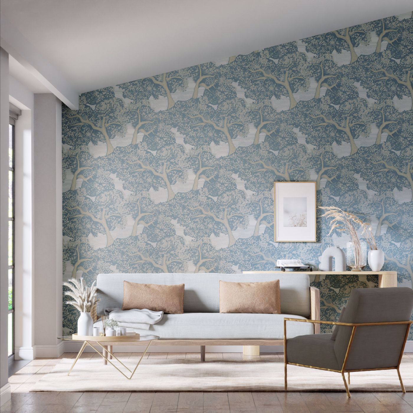 Eternal Oak Wallpaper - Skyblue/First Light - HC4W113023 - Harlequin - Morris Wallpaper