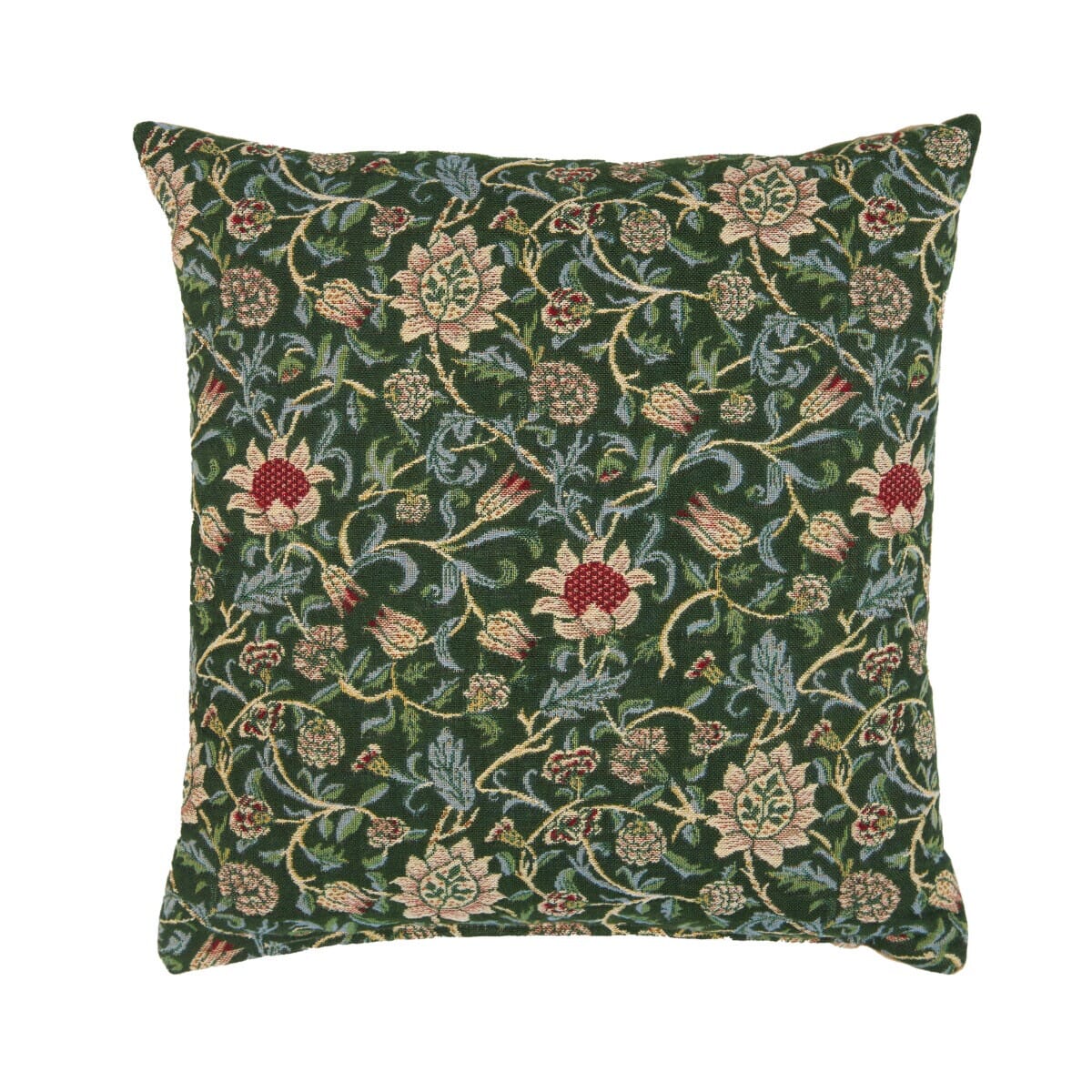 Evenlode Green Tapestry Cushion with Feather Filler - Hines - 1051 - Morris Wallpaper