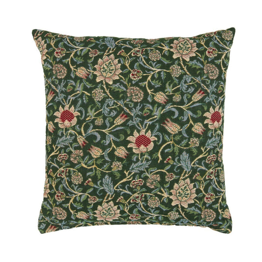 Evenlode Green Tapestry Cushion with Feather Filler - Hines - 1051 - Morris Wallpaper