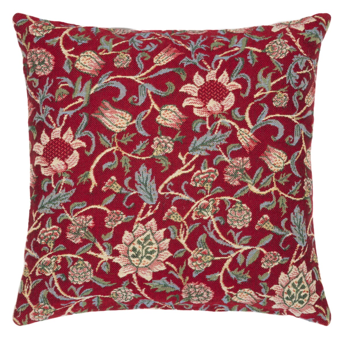 Evenlode Red Cushion with Feather Filler - Hines - 592M - Morris Wallpaper