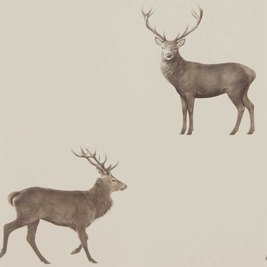Evesham Deer Wallpaper - Birch - DYSI216618 - Sanderson - Morris Wallpaper