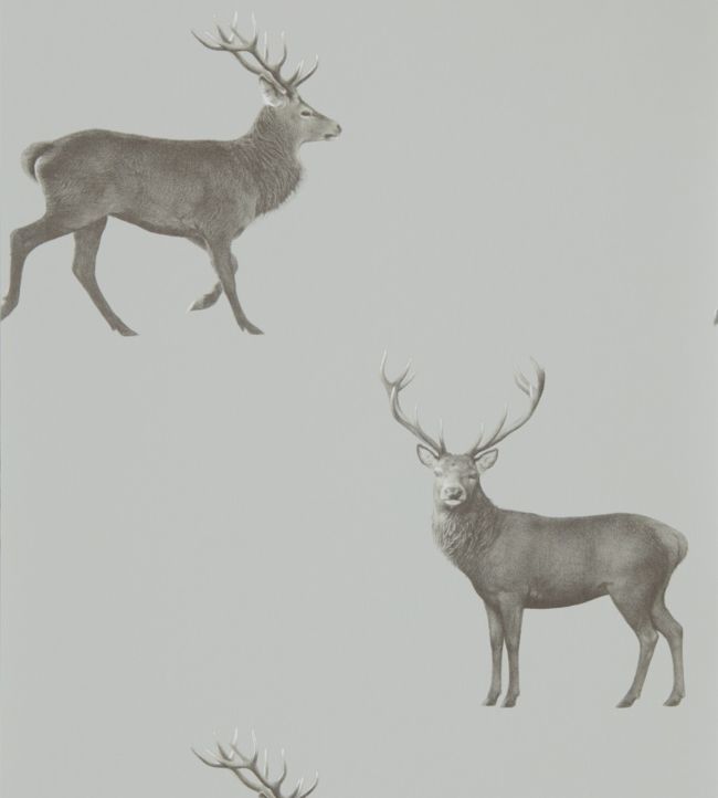 Evesham Deer Wallpaper - Silver Grey - DYSI216619 - Sanderson - Morris Wallpaper