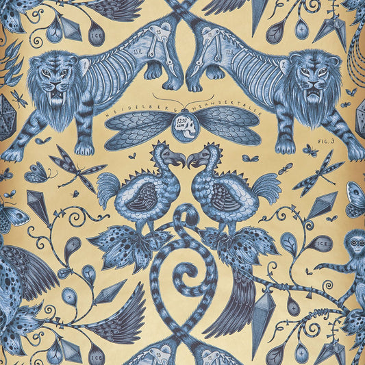 Extinct Wallpaper - Blue - Clarke & Clarke - W0100/01 - Morris Wallpaper