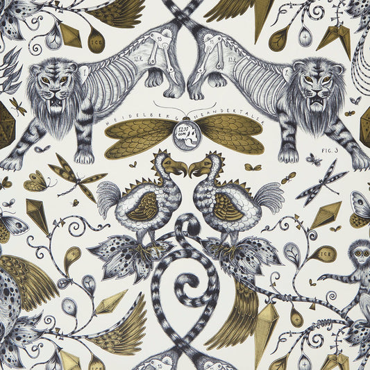 Extinct Wallpaper - Gold - Clarke & Clarke - W0100/02 - Morris Wallpaper