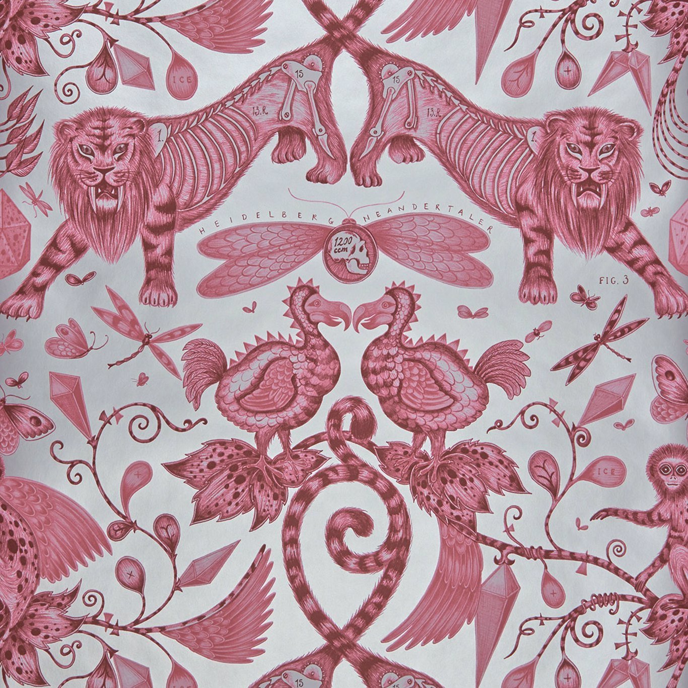 Extinct Wallpaper - Magenta - Clarke & Clarke - W0100/03 - Morris Wallpaper