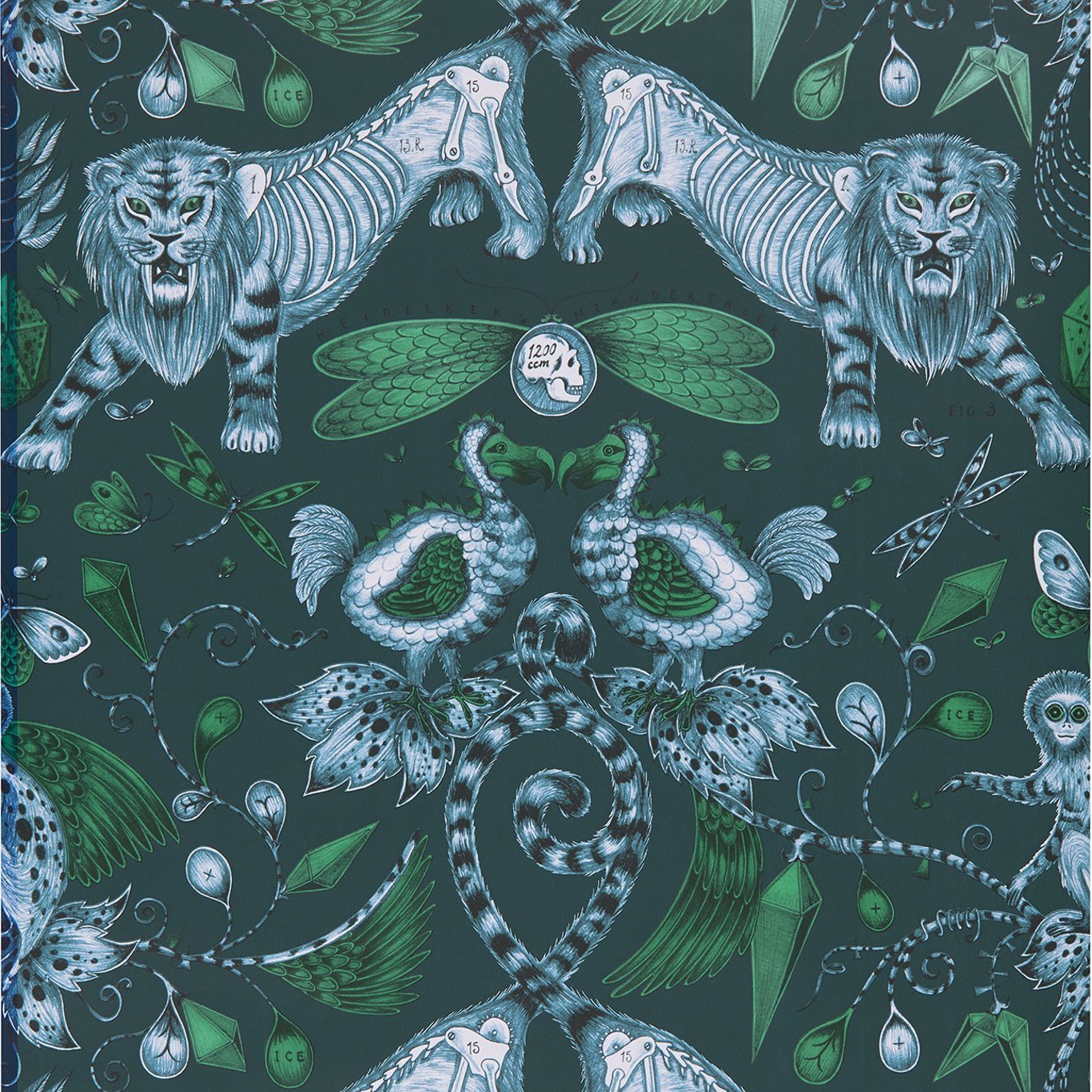 Extinct Wallpaper - Navy - Clarke & Clarke - W0100/04 - Morris Wallpaper