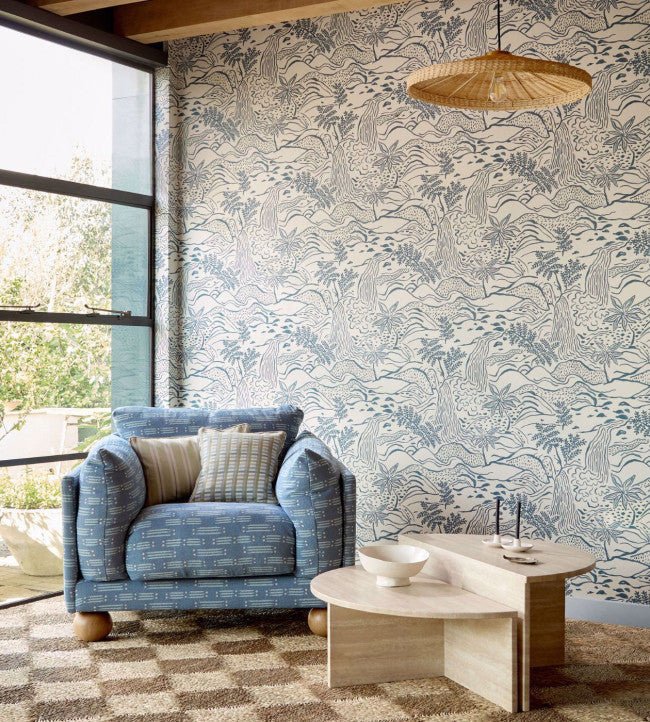 Falling Foss Wallpaper - Midnight - Scion - NSCW113264 - Morris Wallpaper