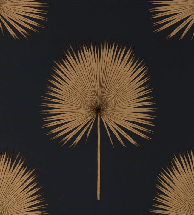 Fan Palm Wallpaper - Charcoal/Gold - DGLW216639 - Sanderson - Morris Wallpaper