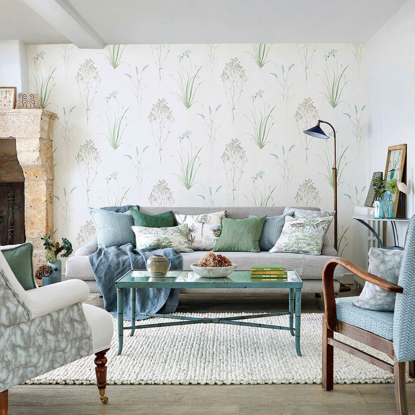 Farne Grasses Wallpaper - Silver/Ivory - Sanderson - DEBB216487 - Morris Wallpaper