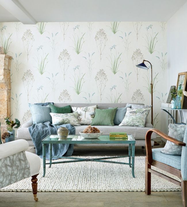 Farne Grasses Wallpaper - Willow/Pebble - DEBB216488 - Sanderson - Morris Wallpaper