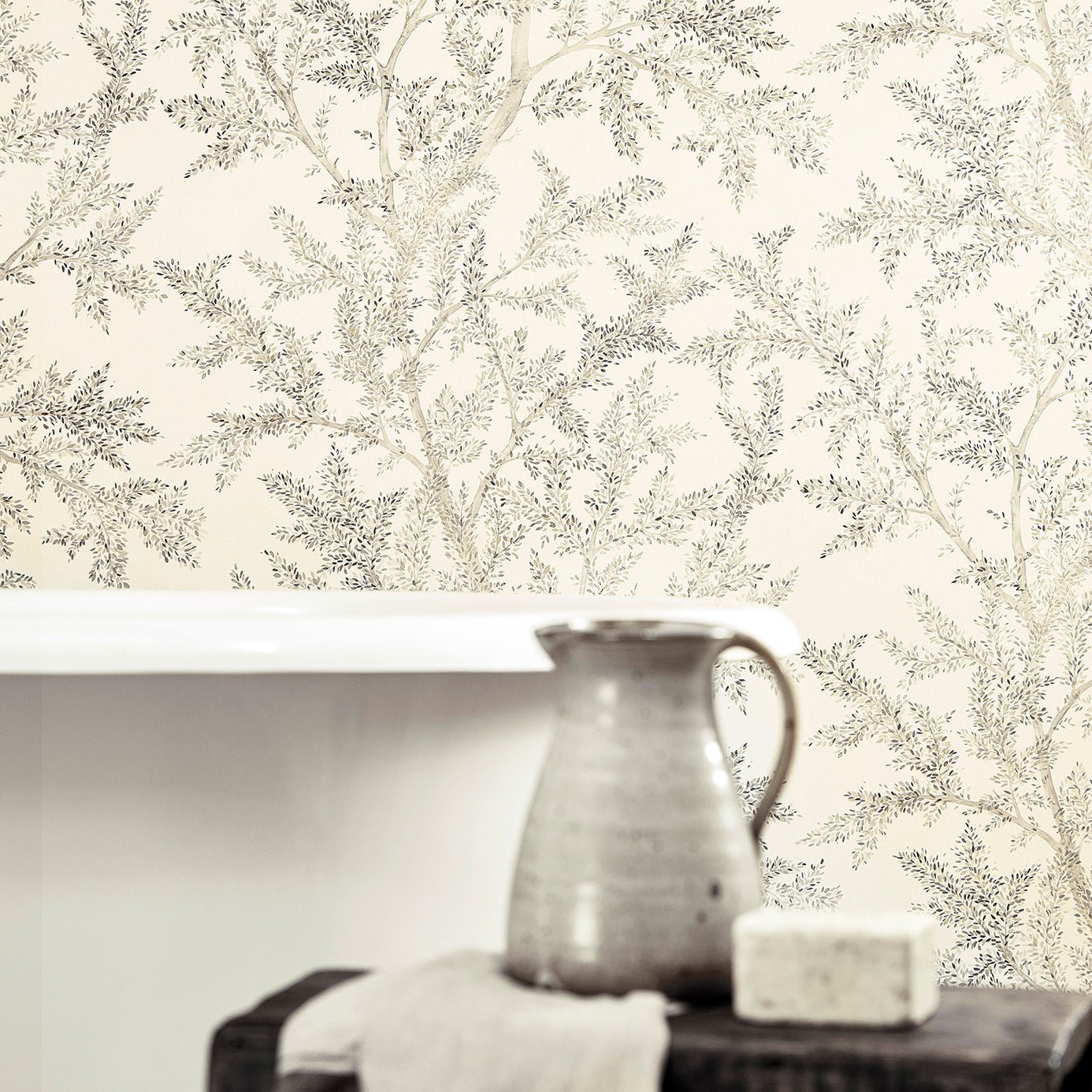Farthing Wood Wallpaper - Sage Grey - Sanderson - DYSI216614 - Morris Wallpaper