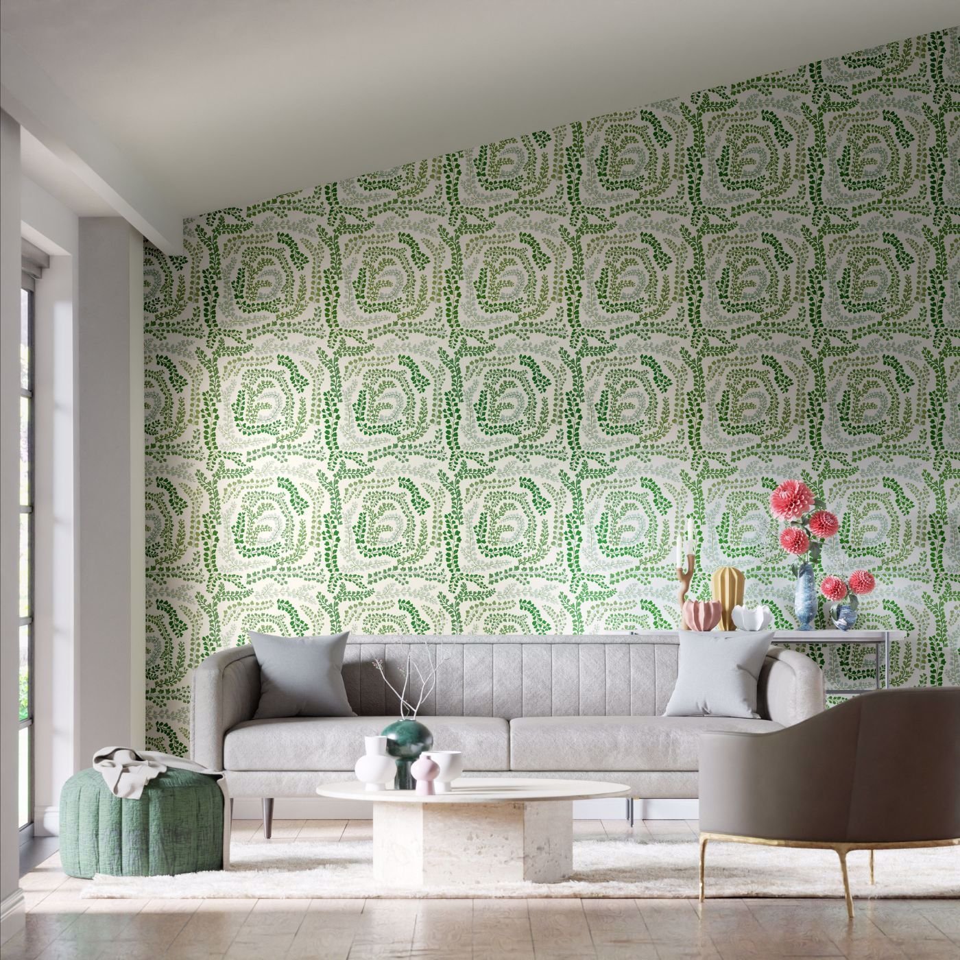 Fayola Wallpaper - Clover/Chalk - HC4W113021 - Harlequin - Premier Wallcovering